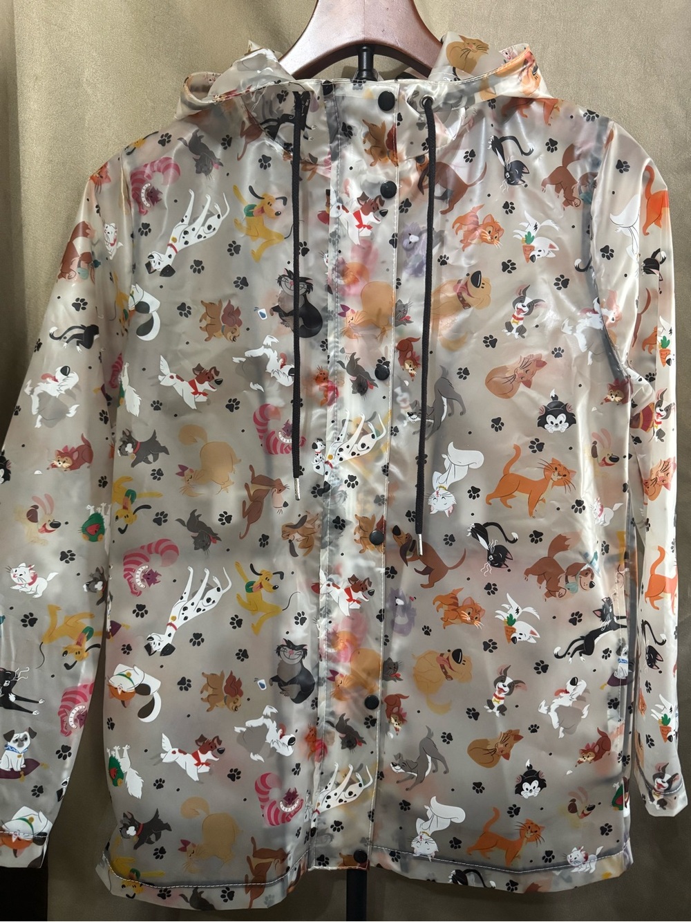 Retired Disney Parks Reigning Cats & Dogs Rain Jacket XS Translucent Novelty